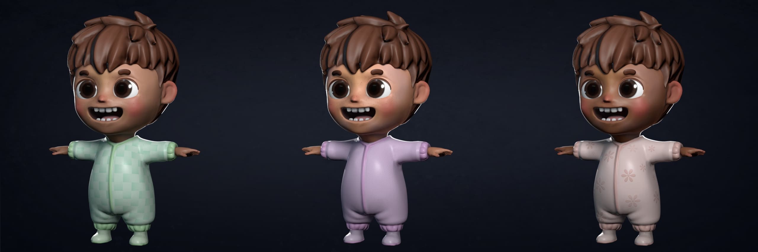 Stylized Kids Characters render 3