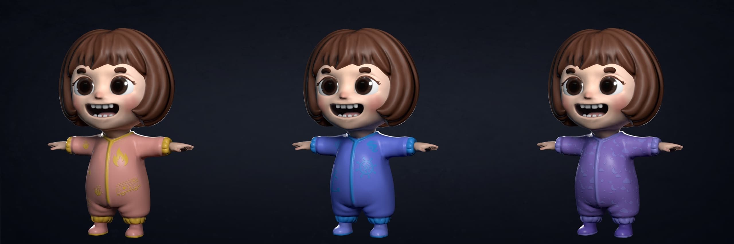 Stylized Kids Characters render 4